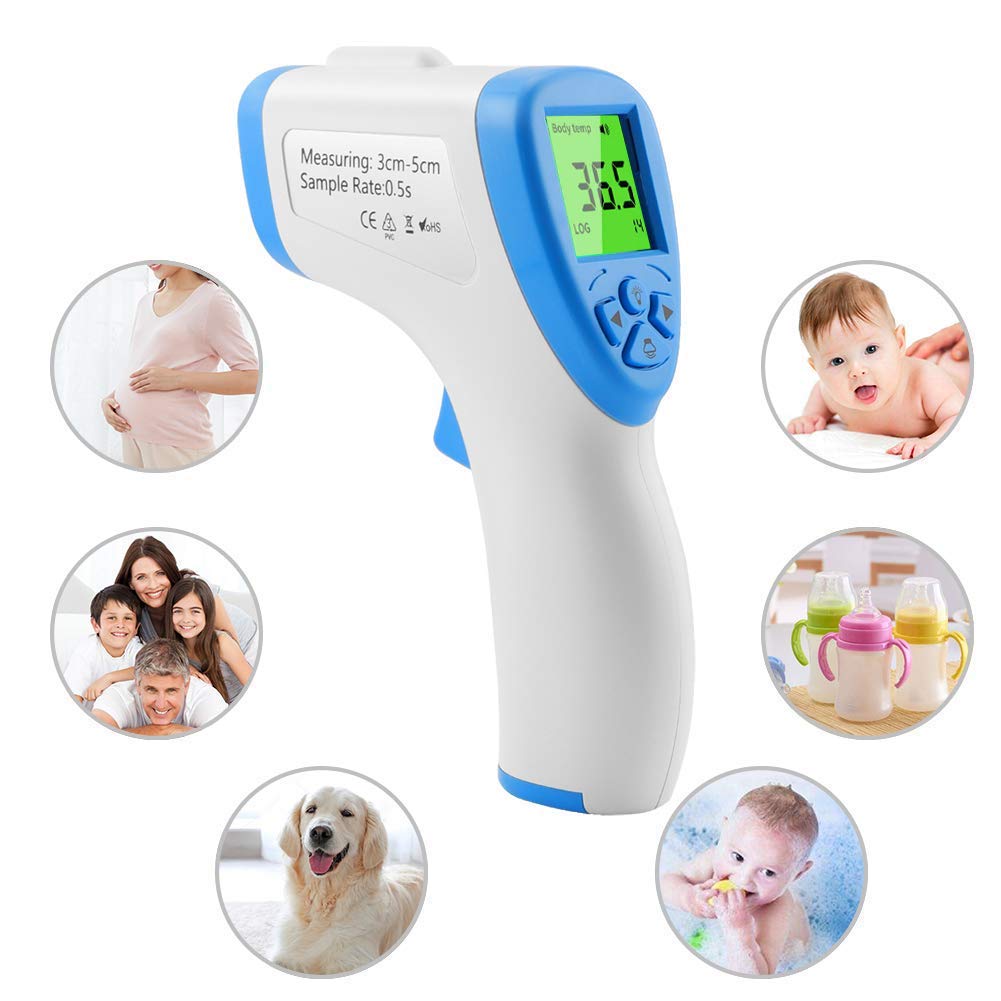  NON-CONTACT safer and healthier, need 2*AAA battery,long press 3-4seconds to turn Fahrenheit, Digital LCD Infrared Forehead Thermometer is very easy to use,Long press the volume key to switch between degrees Fahrenheit ,1 second rapid measurement temperature, especially the forehead readings, as it does not bother the patient during crucial rest moments,is suitable for the whole family. INFRARED TECHNOLOGY reads from forehead with no physical contact, non-contact，no skin touch, completely safe for use on children and adults.prevents cross-infection between multiple peoples. CONVENIENT AND FAST to measure temperature, results turn out in 1 second.Health Indicator and alarm colors for monitoring the health of the baby all the time.The value of the memory data indicates the early measurements. MULTIFUNCTIONS Electronic infrared body temperature measurement, high accuracy, suitable for infants, children, adults. And applicable for Body,Milk,Bath water,BBQ,grilling wine,food storage temperature too. INSTANT & ACCURATE - Our thermometer have refined a superior microchip and highly sensitive sensor which allows for highly accurate 